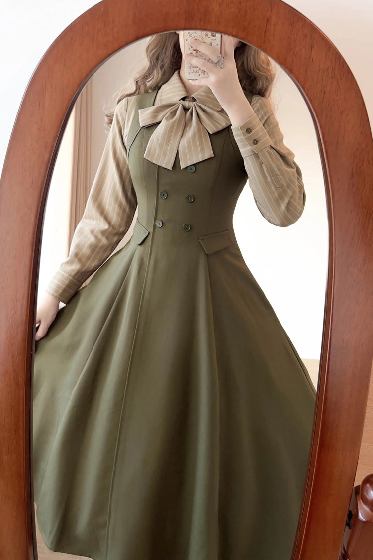 Lolita Jumper Skirt - Misty Shirt Forest, Green, Square Collar, Ruffled, Classic Style - additional product view 6