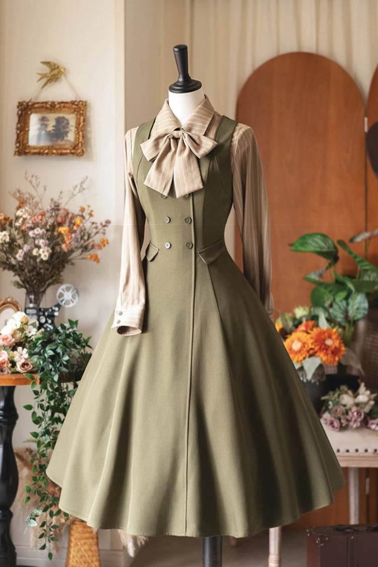 Lolita Jumper Skirt - Misty Shirt Forest, Green, Square Collar, Ruffled, Classic Style - main product image