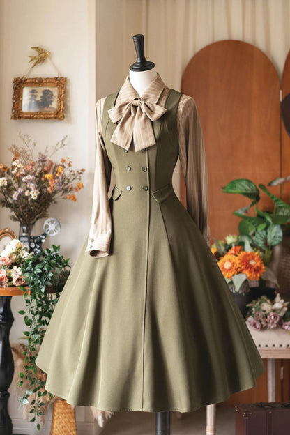 Lolita Jumper Skirt - Misty Shirt Forest, Green, Square Collar, Ruffled, Classic Style - main product image