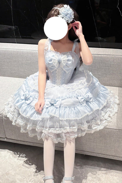 Lolita Jumper Skirt - Moonlight Mirror, 2 Colors, Ruffled, Layered, Sweet Style - additional product view 6