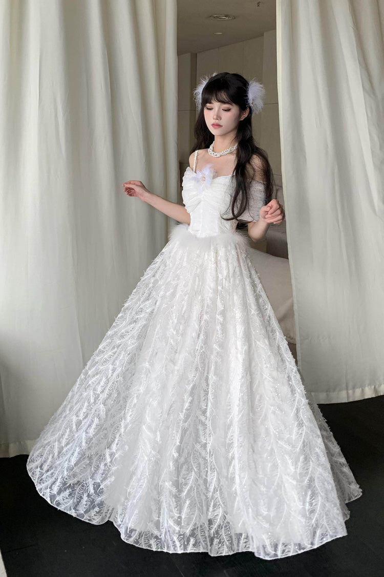 Lolita Jumper Skirt - Moonlight, White, Embroidered, Gothic Style, Bow Detail - additional product view 2
