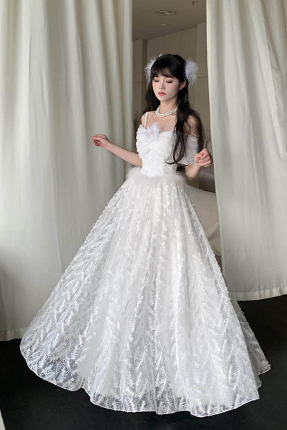 Lolita Jumper Skirt - Moonlight, White, Embroidered, Gothic Style, Bow Detail - additional product view 2
