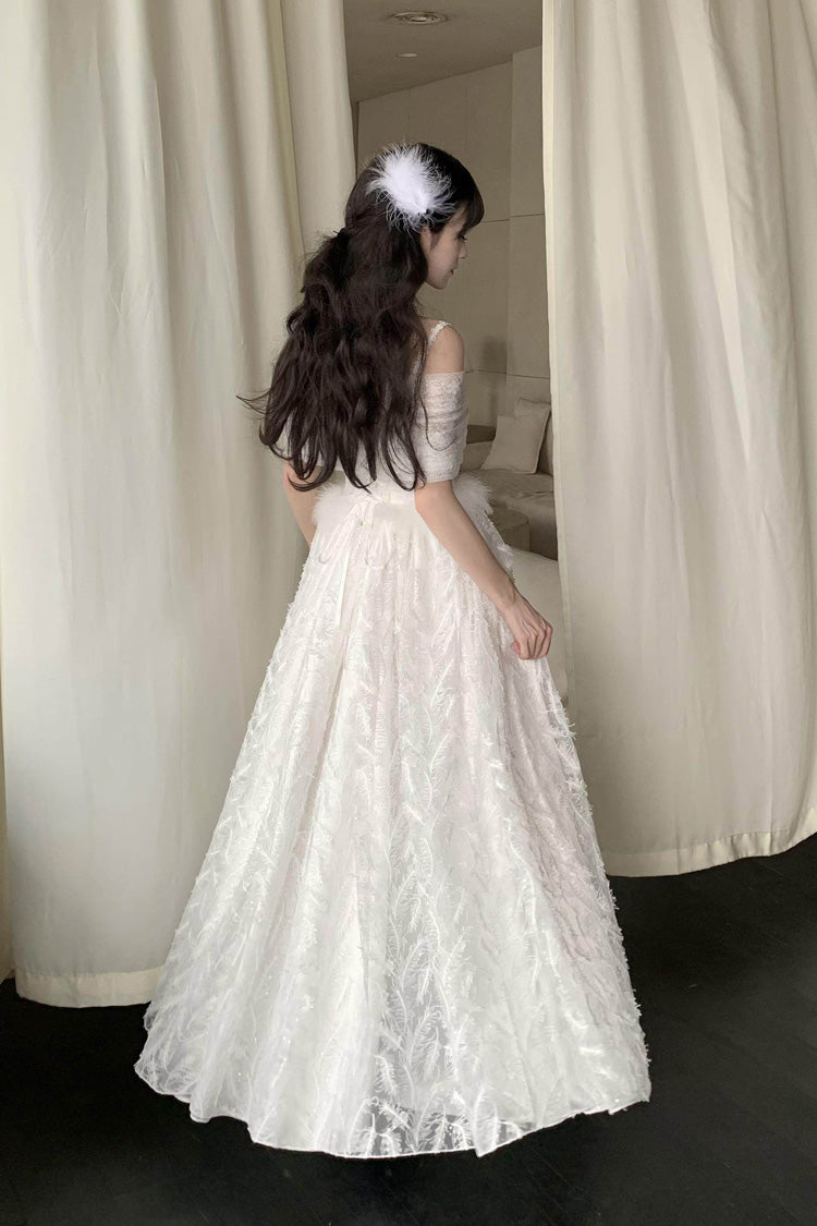 Lolita Jumper Skirt - Moonlight, White, Embroidered, Gothic Style, Bow Detail - additional product view 3