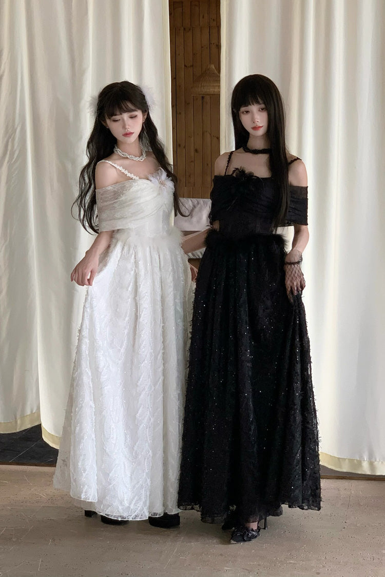 Lolita Jumper Skirt - Moonlight, White, Embroidered, Gothic Style, Bow Detail - additional product view 5