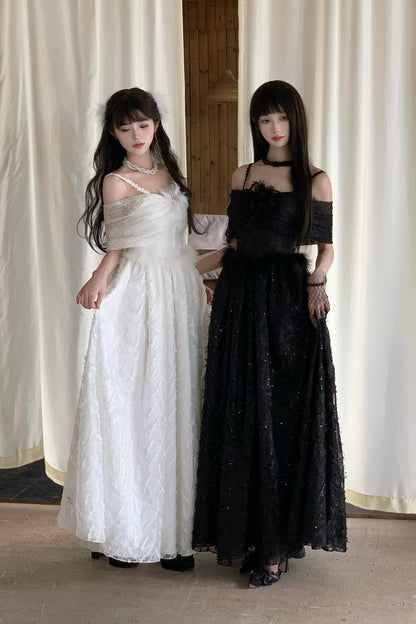 Lolita Jumper Skirt - Moonlight, White, Embroidered, Gothic Style, Bow Detail - additional product view 5