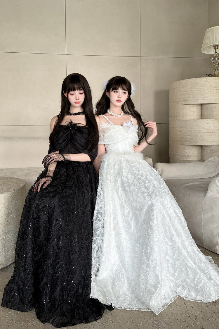 Lolita Jumper Skirt - Moonlight, White, Embroidered, Gothic Style, Bow Detail - additional product view 6