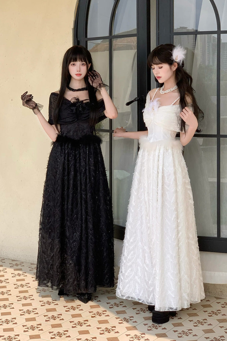 Lolita Jumper Skirt - Moonlight, White, Embroidered, Gothic Style, Bow Detail - additional product view 7