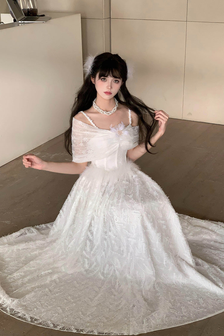 Lolita Jumper Skirt - Moonlight, White, Embroidered, Gothic Style, Bow Detail - additional product view 9