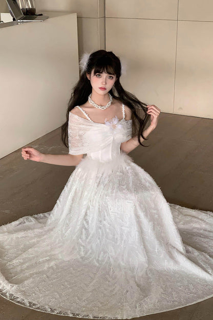 Lolita Jumper Skirt - Moonlight, White, Embroidered, Gothic Style, Bow Detail - additional product view 9