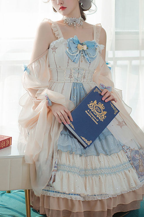 Lolita Jumper Skirt - Multi-color Cardigan, Multi-Color, Sweet Style, Bow Detail, Ruffled - main product image