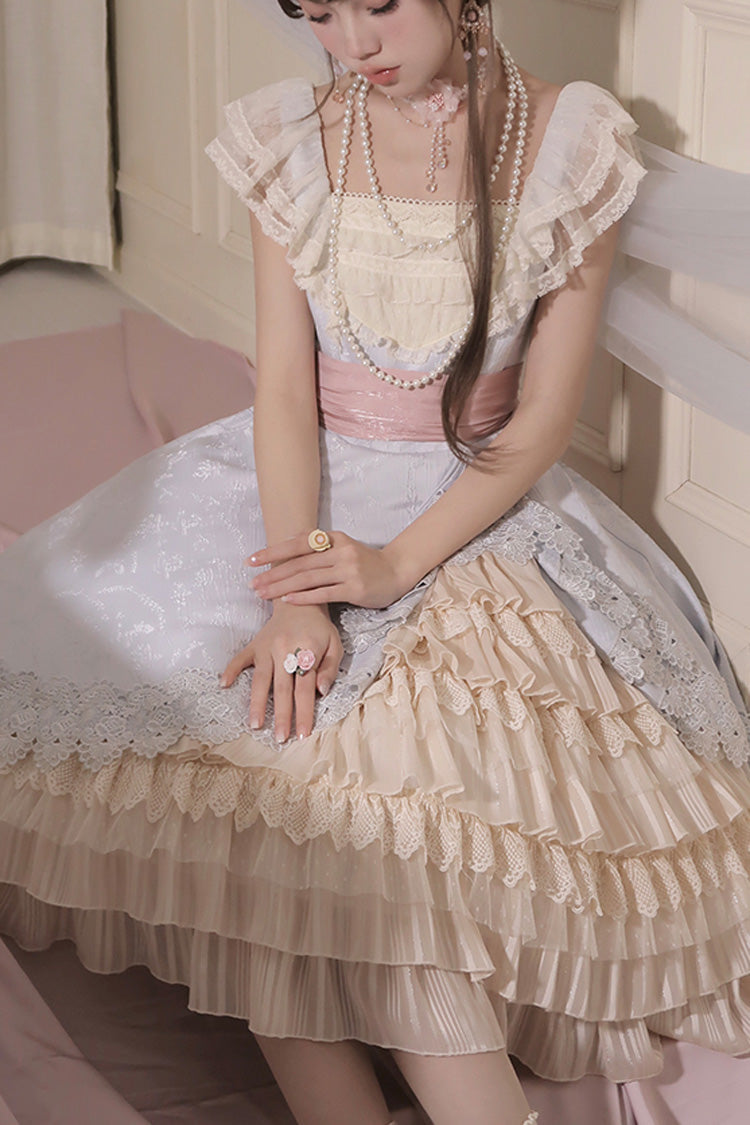 Lolita Jumper Skirt - Multi-color Cream Layers, Multi-Color, Bow Detail, Ruffled - additional product view 7
