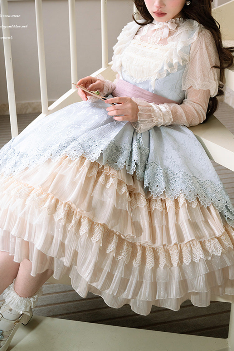 Lolita Jumper Skirt - Multi-color Cream Layers, Multi-Color, Bow Detail, Ruffled - additional product view 8