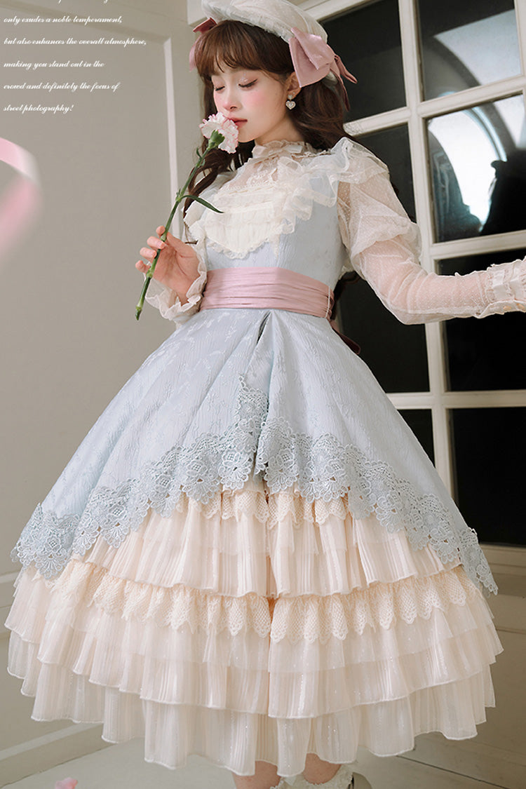 Lolita Jumper Skirt - Multi-color Cream Layers, Multi-Color, Bow Detail, Ruffled - additional product view 9