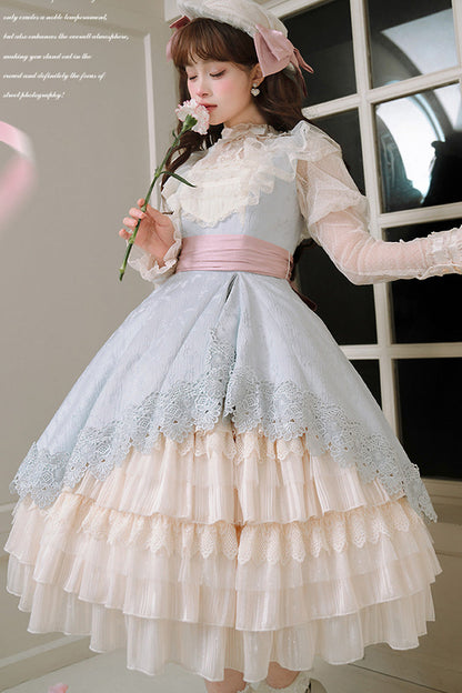 Lolita Jumper Skirt - Multi-color Cream Layers, Multi-Color, Bow Detail, Ruffled - additional product view 9