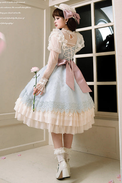 Lolita Jumper Skirt - Multi-color Cream Layers, Multi-Color, Bow Detail, Ruffled - additional product view 10