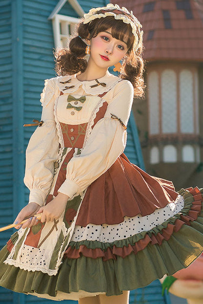 Lolita Jumper Skirt - Multi-color Japanese Country, Multi-Color, Bow Detail, Ruffled - additional product view 3