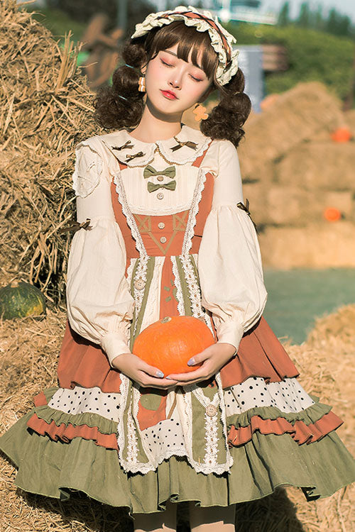Lolita Jumper Skirt - Multi-color Japanese Country, Multi-Color, Bow Detail, Ruffled - additional product view 4