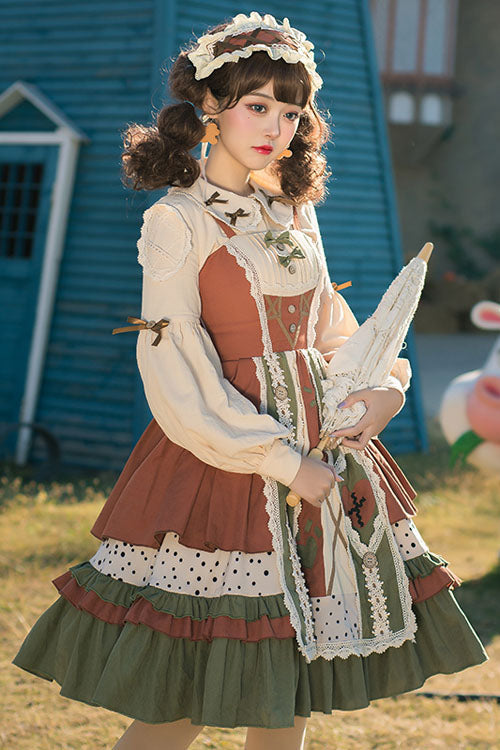 Lolita Jumper Skirt - Multi-color Japanese Country, Multi-Color, Bow Detail, Ruffled - additional product view 5