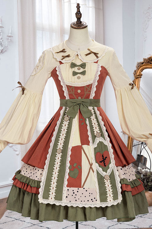 Lolita Jumper Skirt - Multi-color Japanese Country, Multi-Color, Bow Detail, Ruffled - additional product view 6