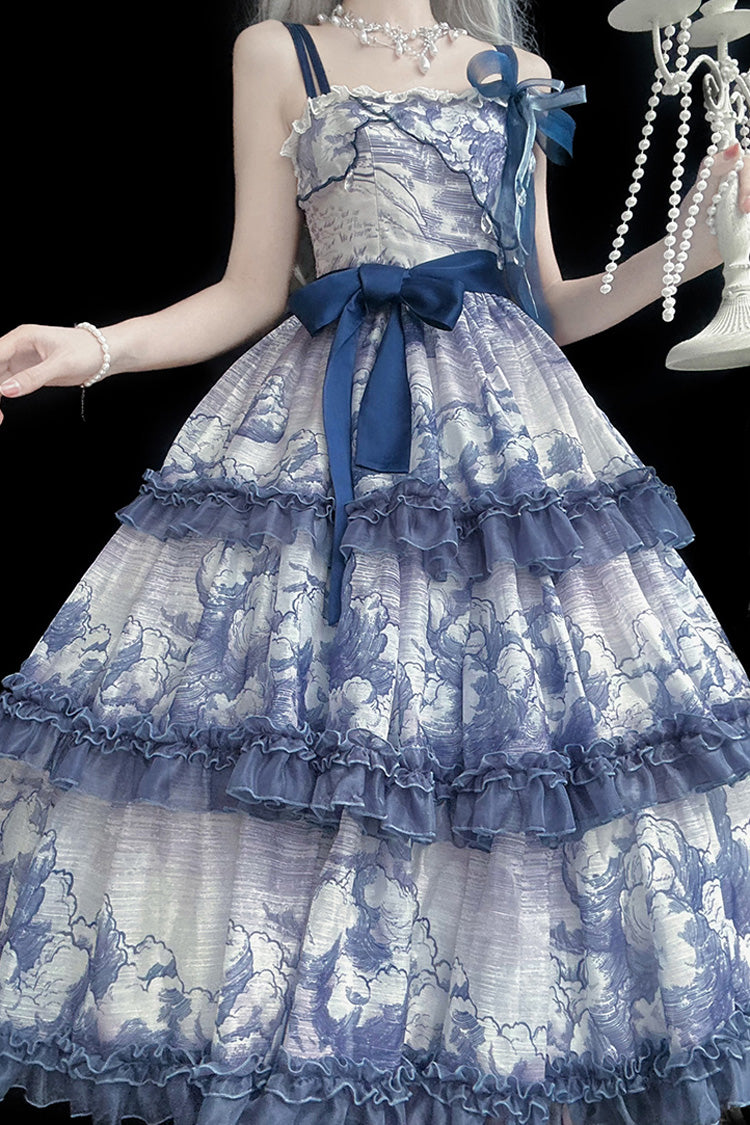 Lolita Jumper Skirt - Multi-color Multi-layer, Multi-Color, Bow Detail, Ruffled, Printed - additional product view 3