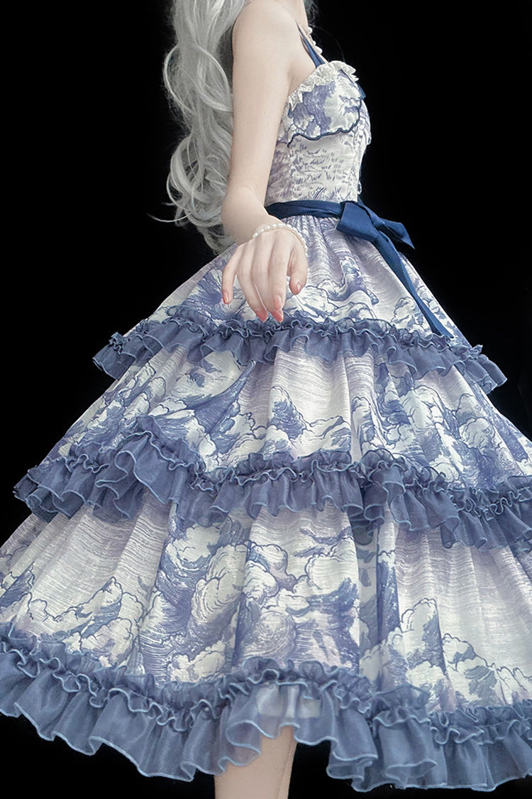 Lolita Jumper Skirt - Multi-color Multi-layer, Multi-Color, Bow Detail, Ruffled, Printed - additional product view 13