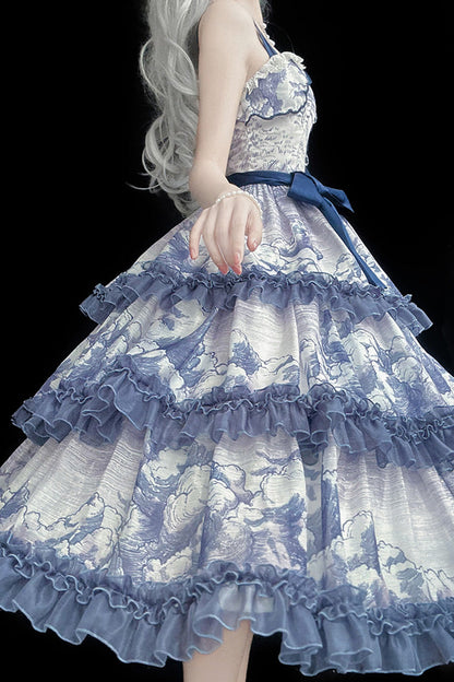 Lolita Jumper Skirt - Multi-color Multi-layer, Multi-Color, Bow Detail, Ruffled, Printed - additional product view 13