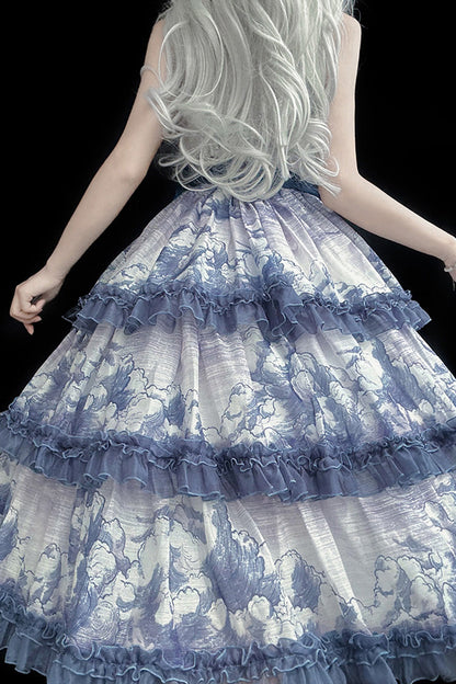 Lolita Jumper Skirt - Multi-color Multi-layer, Multi-Color, Bow Detail, Ruffled, Printed - additional product view 14