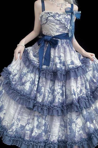Lolita Jumper Skirt - Multi-color Multi-layer, Multi-Color, Bow Detail, Ruffled, Printed - additional product view 15