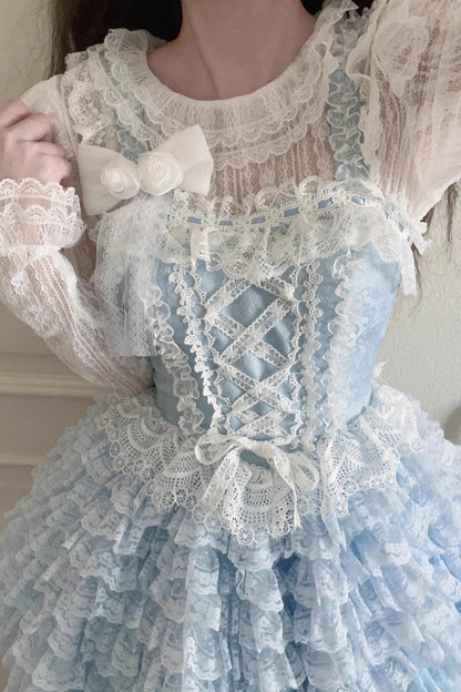 Lolita Jumper Skirt - Multi-layer, 2 Colors, Layered, Sweet Style, Bow Detail - additional product view 4