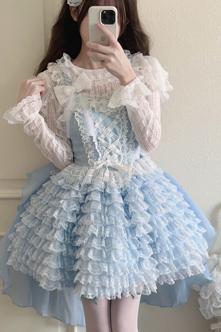 Lolita Jumper Skirt - Multi-layer, 2 Colors, Layered, Sweet Style, Bow Detail - main product image