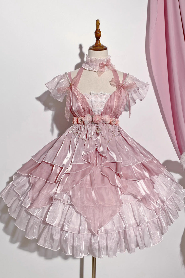 Lolita Jumper Skirt - Multi-layer, Pink, Bow Detail, Ruffled, Sweet Style - additional product view 8