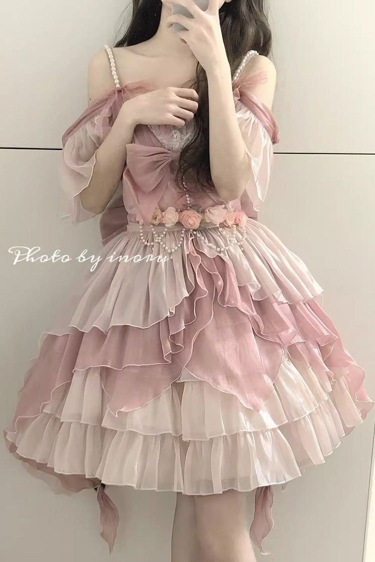 Lolita Jumper Skirt - Multi-layer, Pink, Bow Detail, Ruffled, Sweet Style - additional product view 11