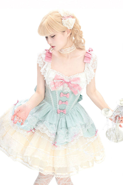 Lolita Jumper Skirt - Parfait Romance, Green, Ruffled, Sweet Style, Ballet-Inspired Style - additional product view 2
