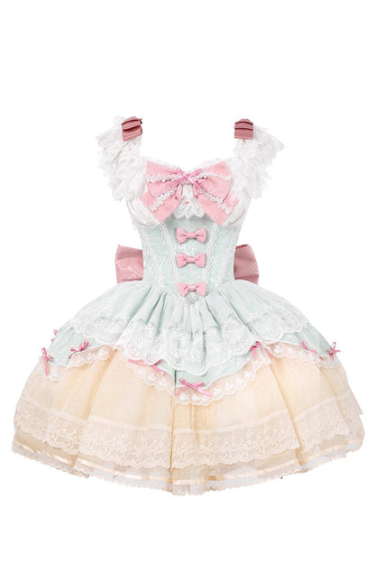 Lolita Jumper Skirt - Parfait Romance, Green, Ruffled, Sweet Style, Ballet-Inspired Style - additional product view 3
