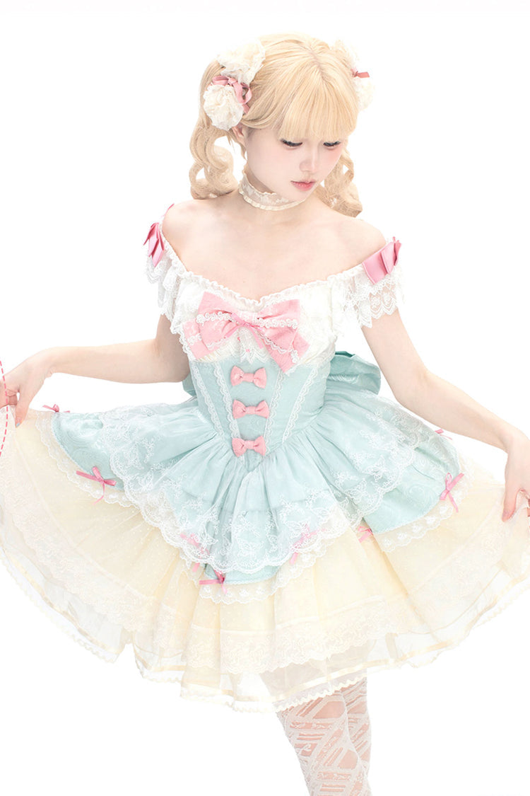 Lolita Jumper Skirt - Parfait Romance, Green, Ruffled, Sweet Style, Ballet-Inspired Style - additional product view 4