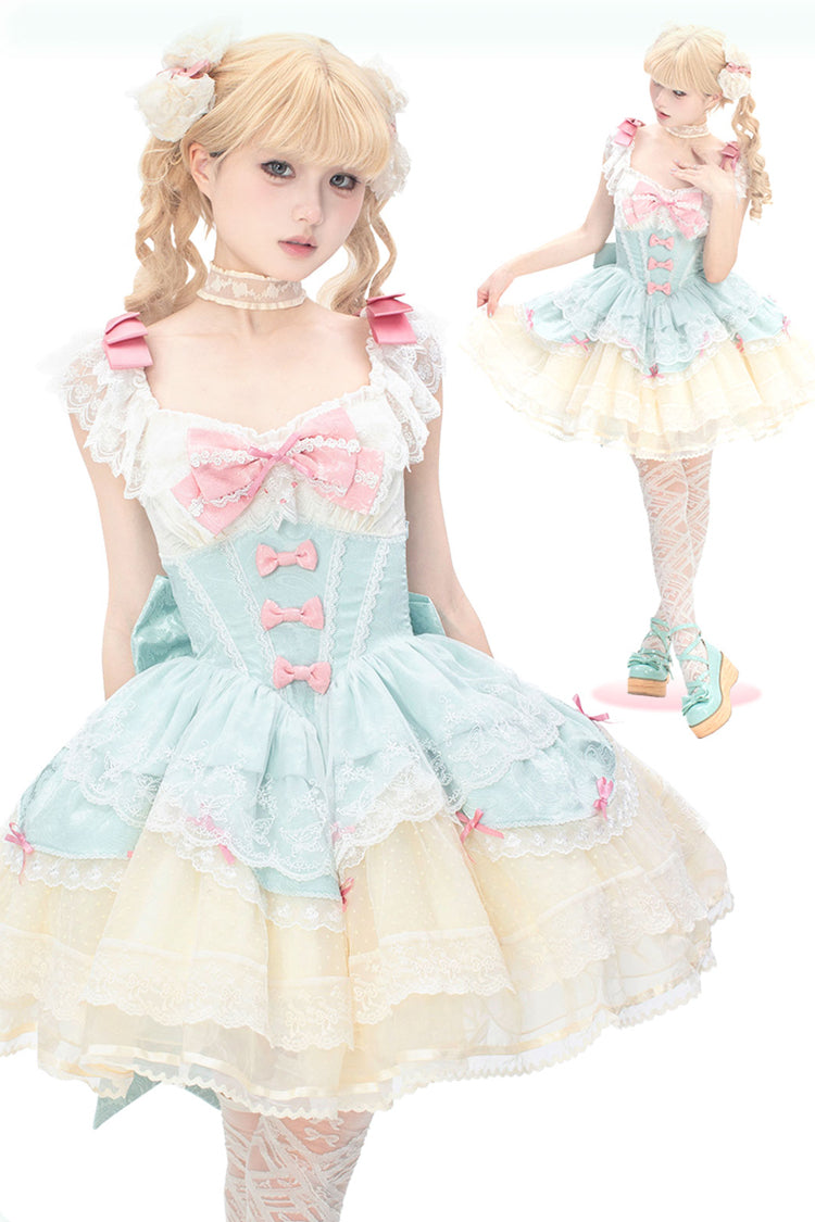 Lolita Jumper Skirt - Parfait Romance, Green, Ruffled, Sweet Style, Ballet-Inspired Style - additional product view 5