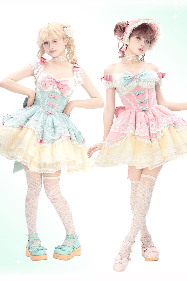 Lolita Jumper Skirt - Parfait Romance, Green, Ruffled, Sweet Style, Ballet-Inspired Style - additional product view 6