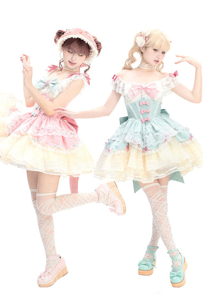 Lolita Jumper Skirt - Parfait Romance, Green, Ruffled, Sweet Style, Ballet-Inspired Style - additional product view 7