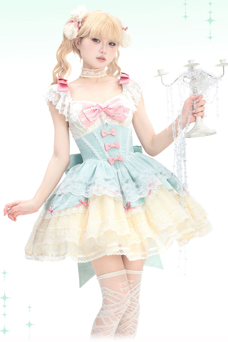 Lolita Jumper Skirt - Parfait Romance, Green, Ruffled, Sweet Style, Ballet-Inspired Style - main product image