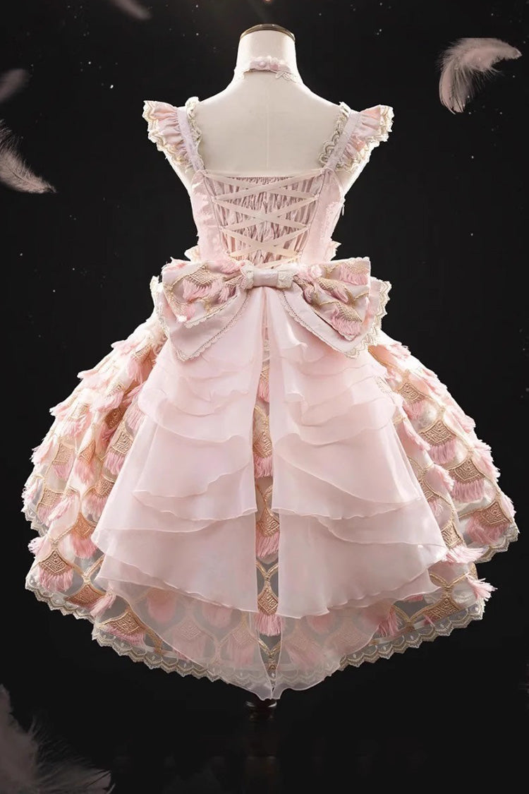 Lolita Jumper Skirt - Peacock Feather, Pink, Ruffled, Layered, Sweet Style - additional product view 9