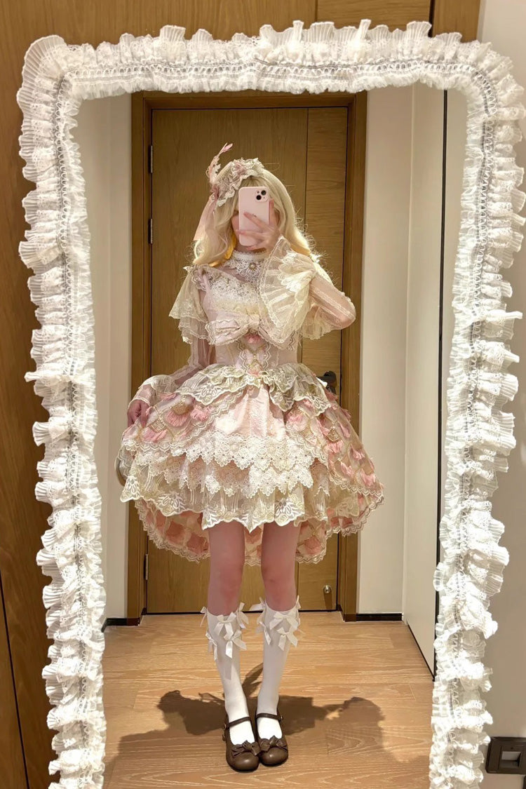 Lolita Jumper Skirt - Peacock Feather, Pink, Ruffled, Layered, Sweet Style - additional product view 11