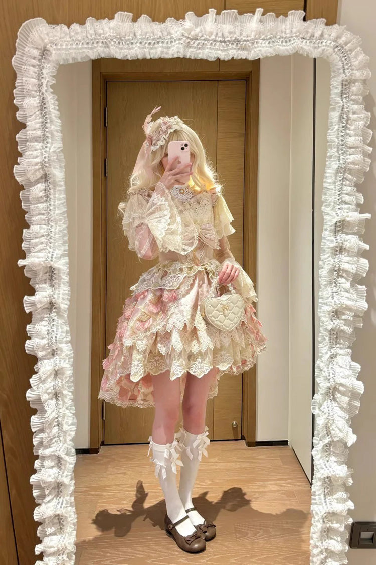 Lolita Jumper Skirt - Peacock Feather, Pink, Ruffled, Layered, Sweet Style - additional product view 12