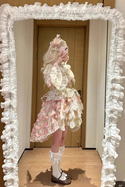 Lolita Jumper Skirt - Peacock Feather, Pink, Ruffled, Layered, Sweet Style - additional product view 13
