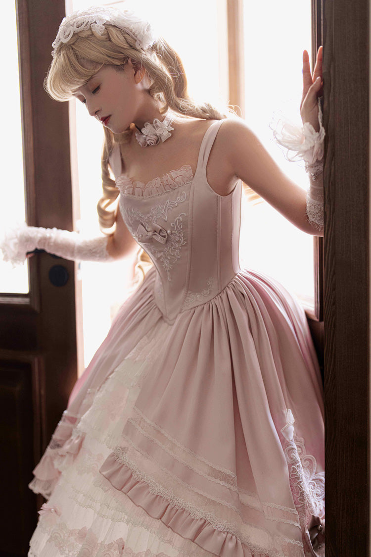 Lolita Jumper Skirt - Promise Of The Rose, Pink, Square Collar, Layered, Sweet Style - additional product view 7