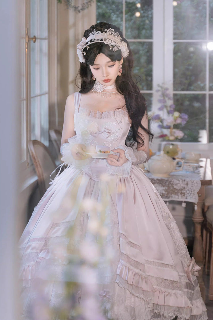 Lolita Jumper Skirt - Promise Of The Rose, Pink, Square Collar, Layered, Sweet Style - main product image