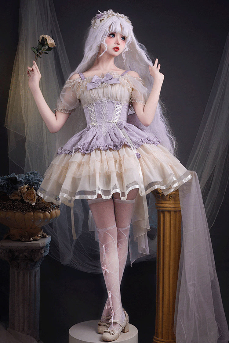 Lolita Jumper Skirt - Purple/ivory Dance Of Time, 2 Colors, Ballet-Inspired Style - additional product view 2