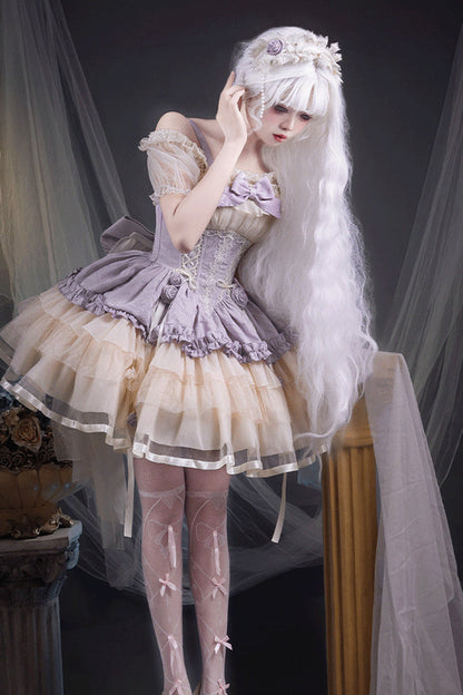 Lolita Jumper Skirt - Purple/ivory Dance Of Time, 2 Colors, Ballet-Inspired Style - additional product view 3