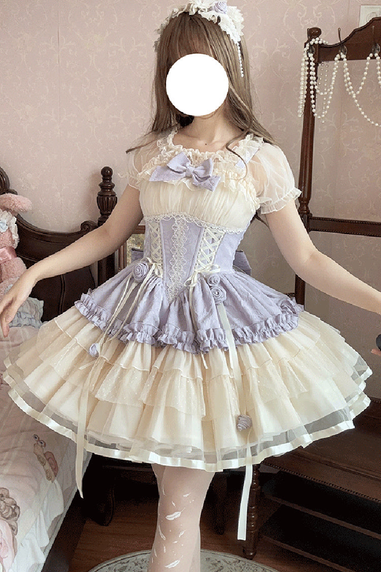 Lolita Jumper Skirt - Purple/ivory Dance Of Time, 2 Colors, Ballet-Inspired Style - additional product view 4