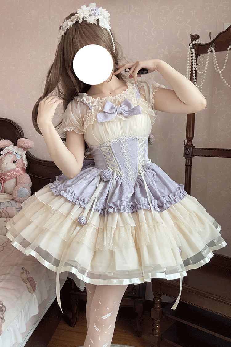 Lolita Jumper Skirt - Purple/ivory Dance Of Time, 2 Colors, Ballet-Inspired Style - additional product view 5