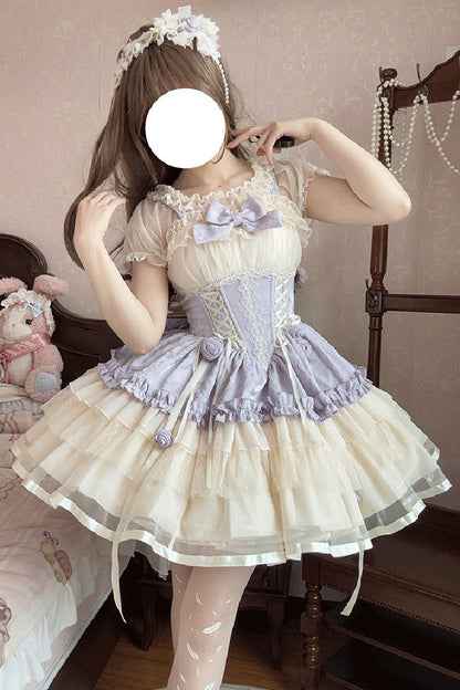 Lolita Jumper Skirt - Purple/ivory Dance Of Time, 2 Colors, Ballet-Inspired Style - additional product view 5